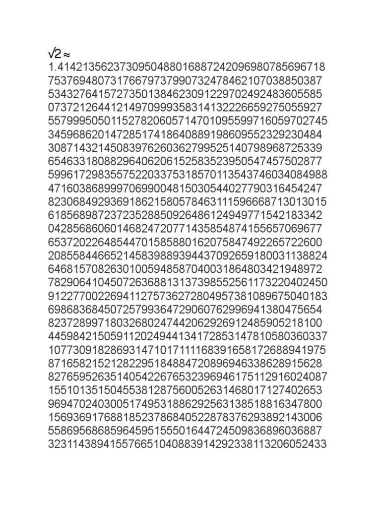 Various Square Root Values and Pi | PDF