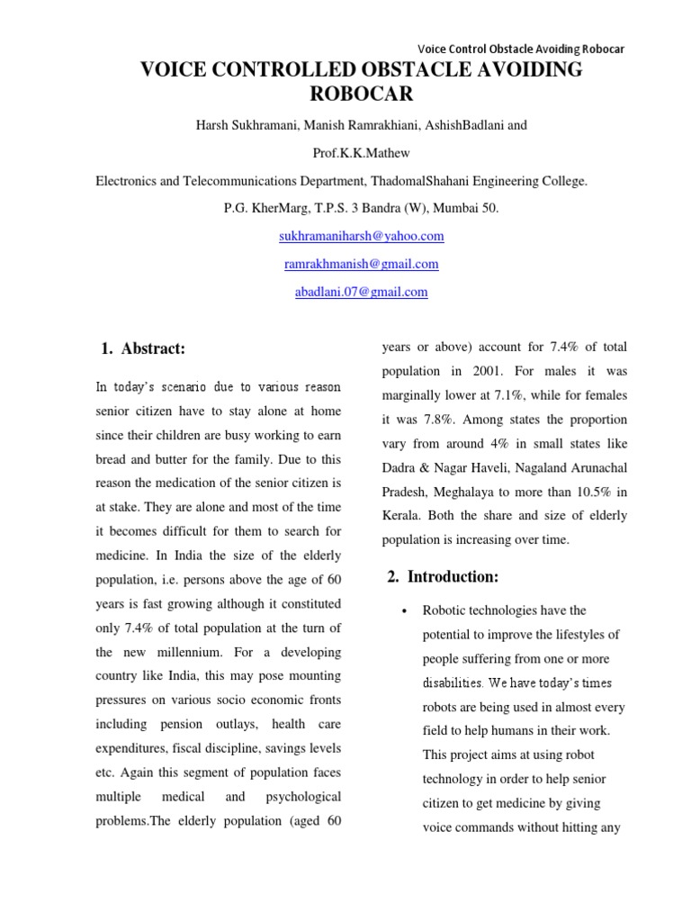 Voice Controlled Obstacle Avoiding Robocar | PDF | Computer Engineering ...