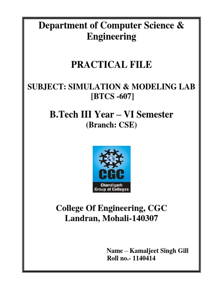 Simulation & Modeling Lab Practical File | PDF