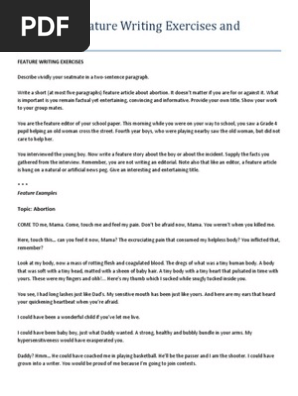 Lecture 8 Examples of Feature Writing