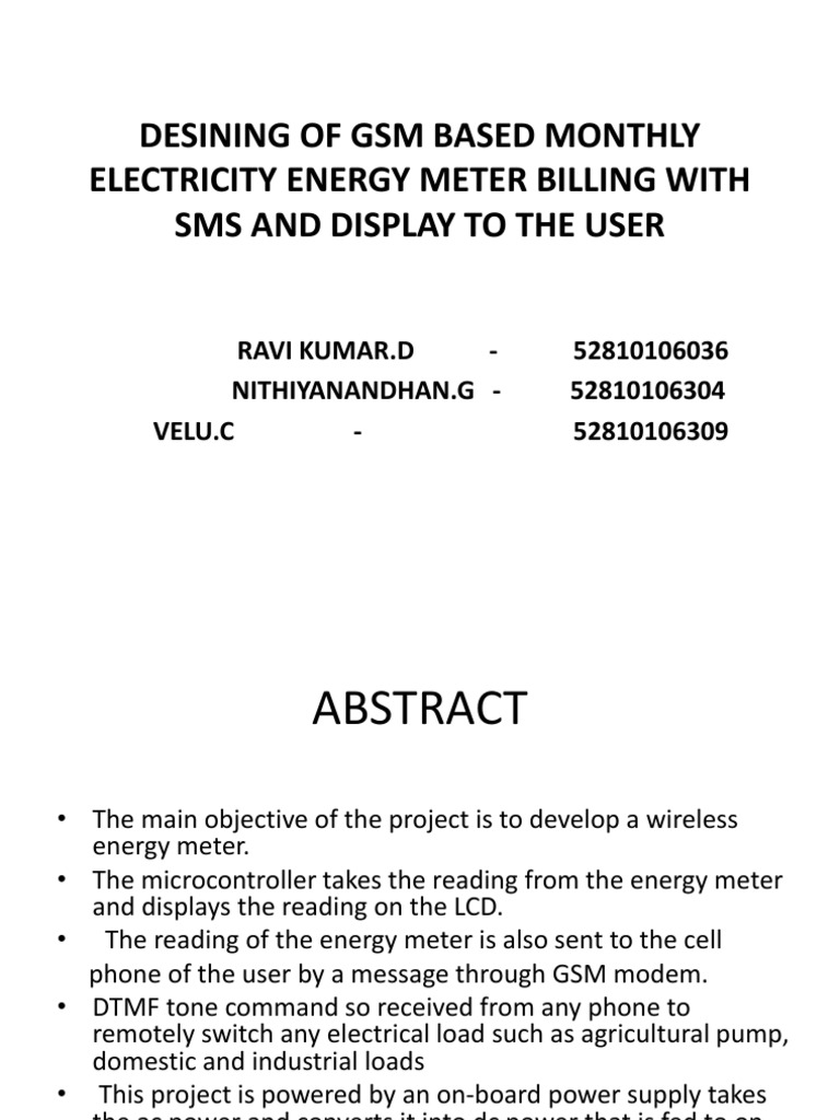 GSM Based Monthly Electricity Energy Meter Billing With | PDF | Power ...