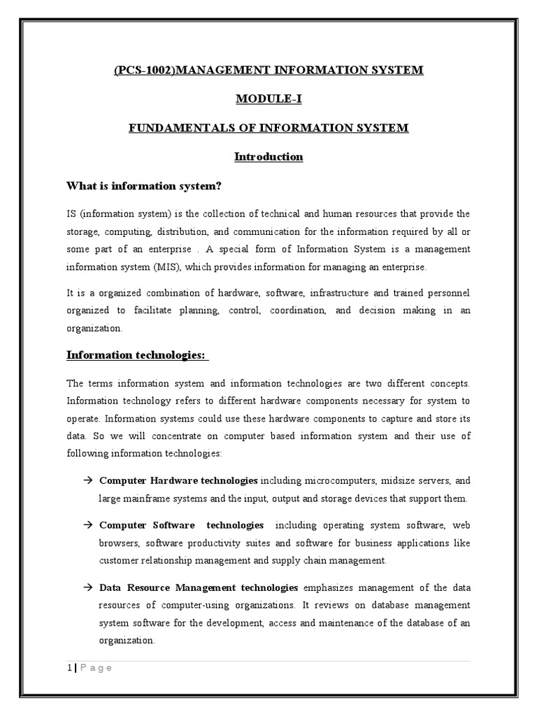 Overview of Management Information Systems | PDF | Information System ...