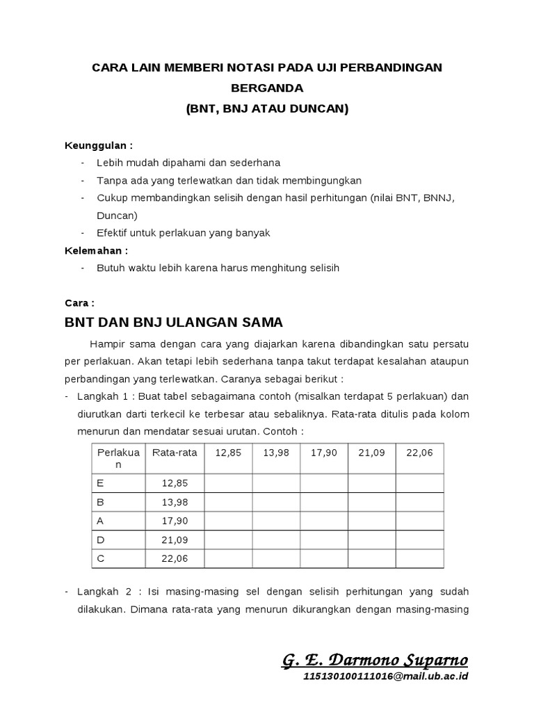 Cara Lain Memberikan Notasi Uji Perbandingan Berganda Cara Lain Memberikan Notasi Uji Perbandingan Berganda