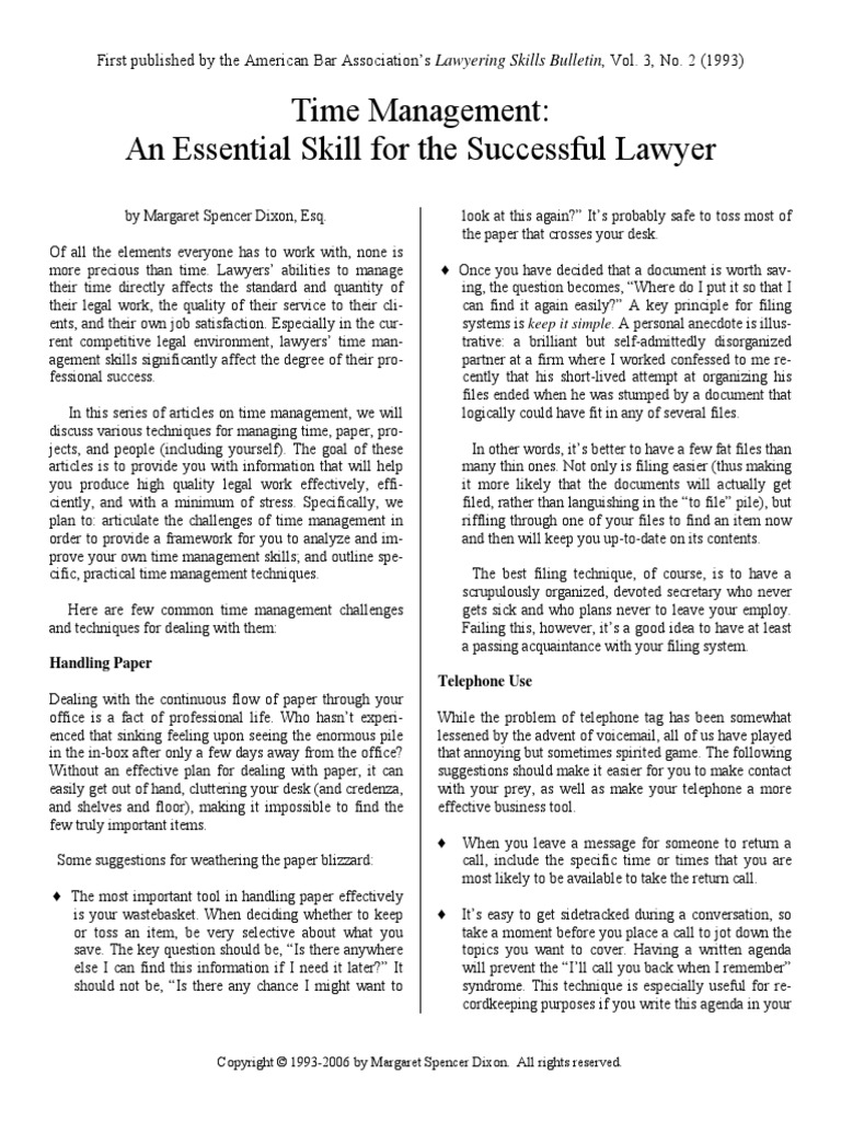 Article 1.the Essential Skill of Time Management PDF Time