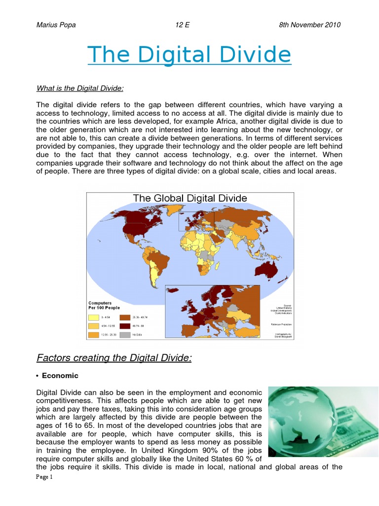 The Digital Divide PDF Employment