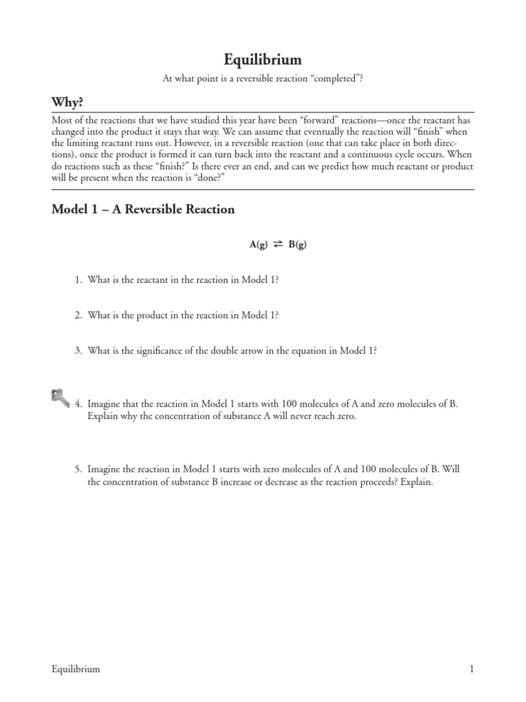 Pogil Iinqury Based Equilibrium Activity Chemical Equilibrium Reaction Rate