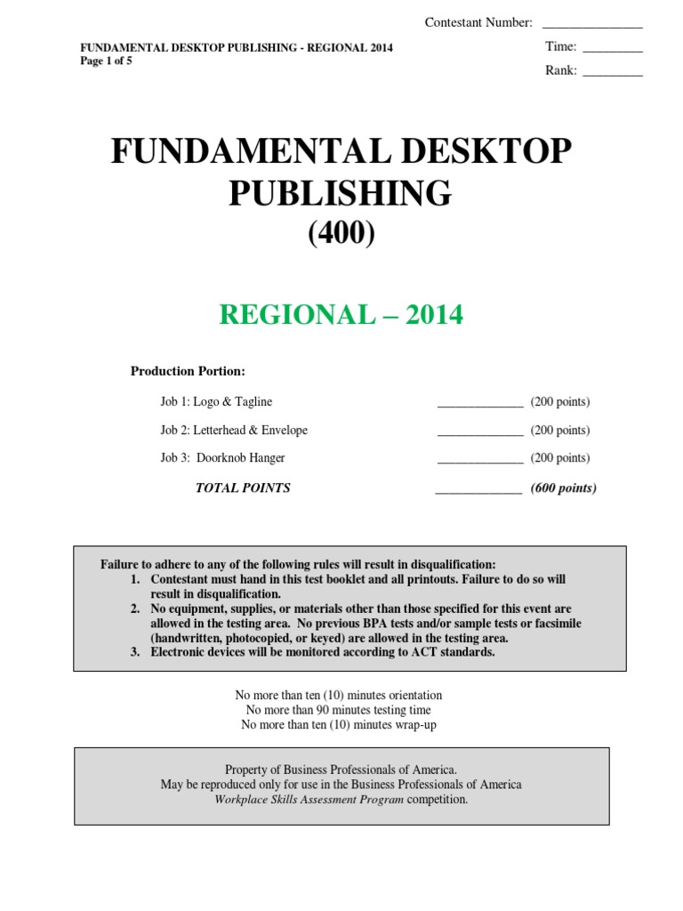 BPA Fundamental Desktop Publishing 2014 | PDF | Computing And ...
