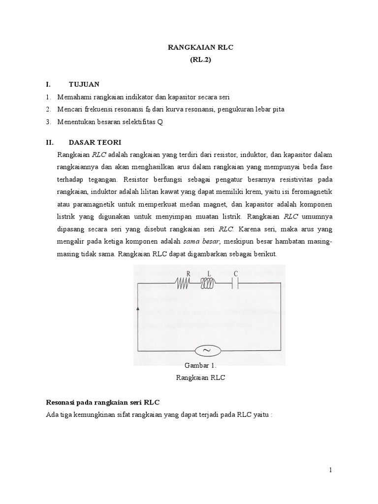 Karakteristik dan Resonansi Rangkaian RLC | PDF
