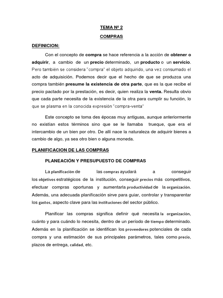 Planificación y Control de Compras Empresariales | PDF | Presupuesto ...