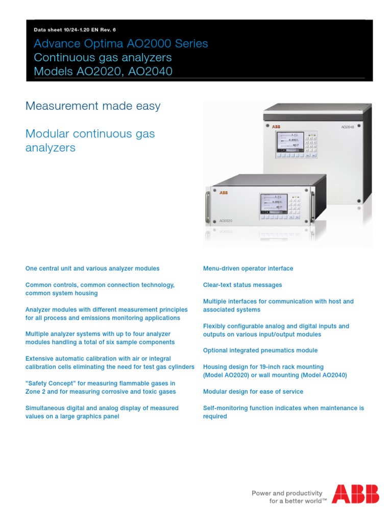 ABB Analyzer AO2020 Gases Calibração