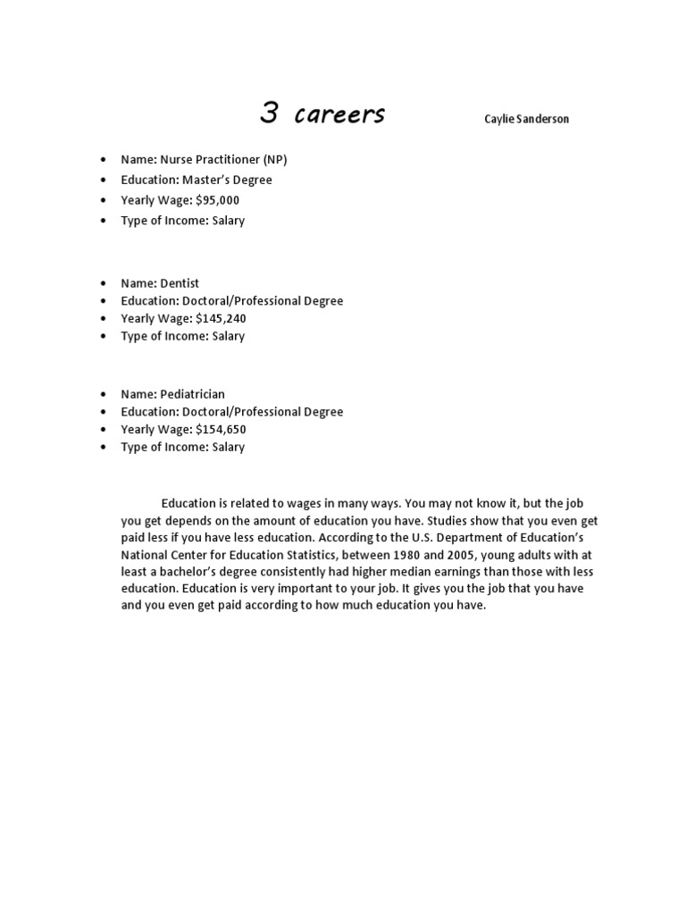 Careers: Education vs. Salary Analysis | PDF | Career & Growth | Self ...