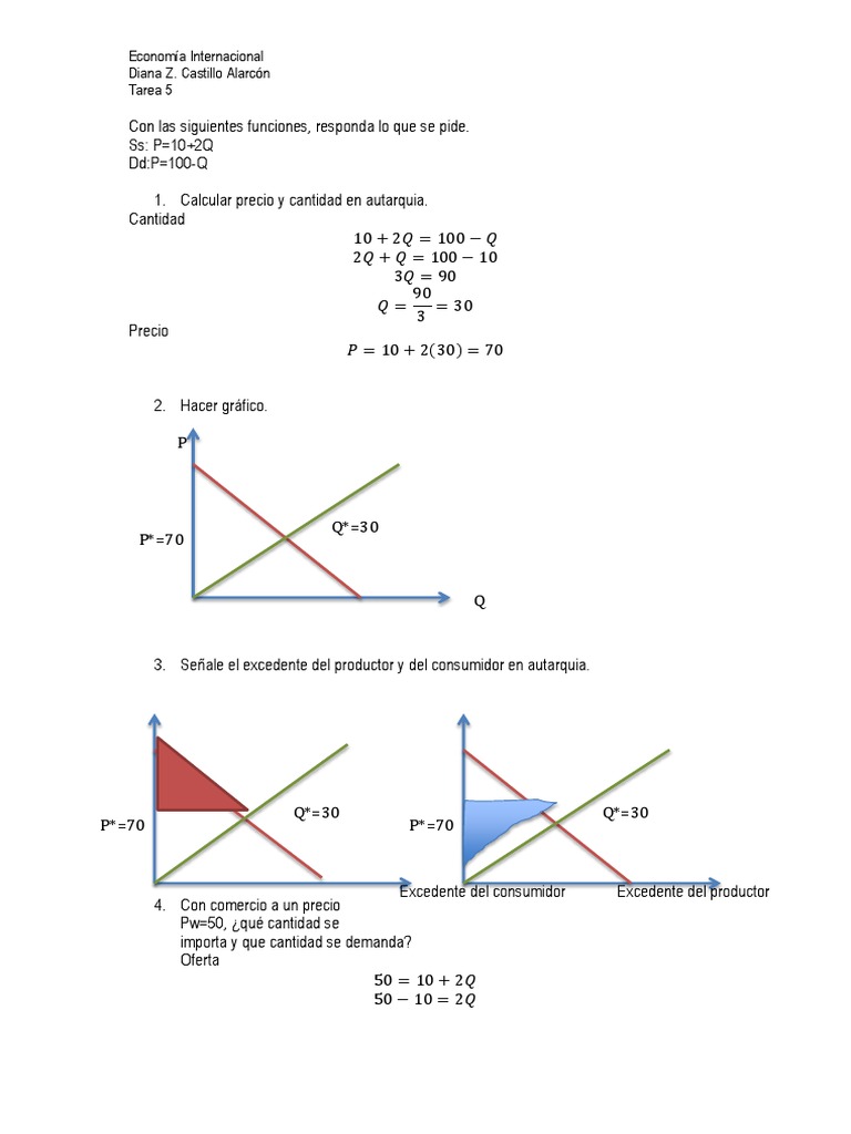 Tarea 5 Economia Internacional Excedente Economico Oferta Y Demanda