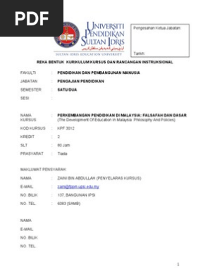 Perkembangan Pendidikan Di Malaysia Falsafah Dan Dasar  PDF