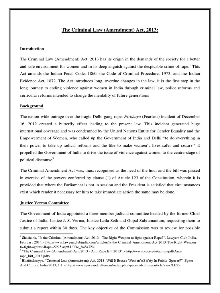 Criminal Amendment Act 2013 Act Of Parliament Bill (Law)