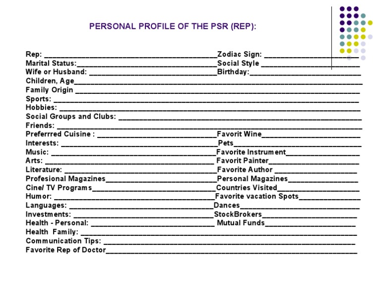 Personal Profile Template for Reps | PDF | Self-Improvement