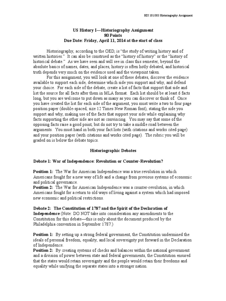 historiographic essay example