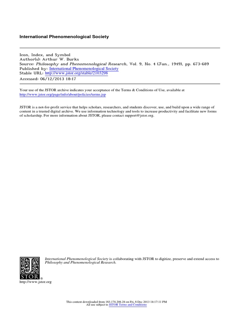 Icon, Index, and Symbol | PDF | Charles Sanders Peirce | Existence