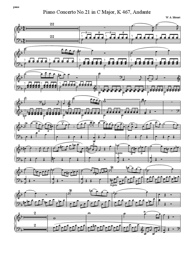 Le Plus Beau Concerto Pour Piano De Mozart Mozart, Piano Concerto No. 21, Andante ("Elvira Madigan")