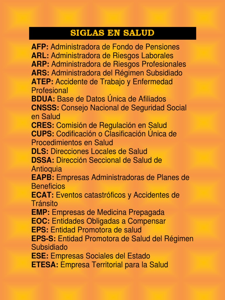 5 Siglas en Salud