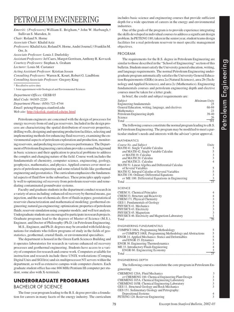 Petroleum Engineering B.S. Degree Program | PDF