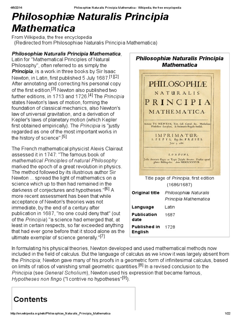 Philosophiæ Naturalis Principia Mathematica | PDF | Isaac Newton ...