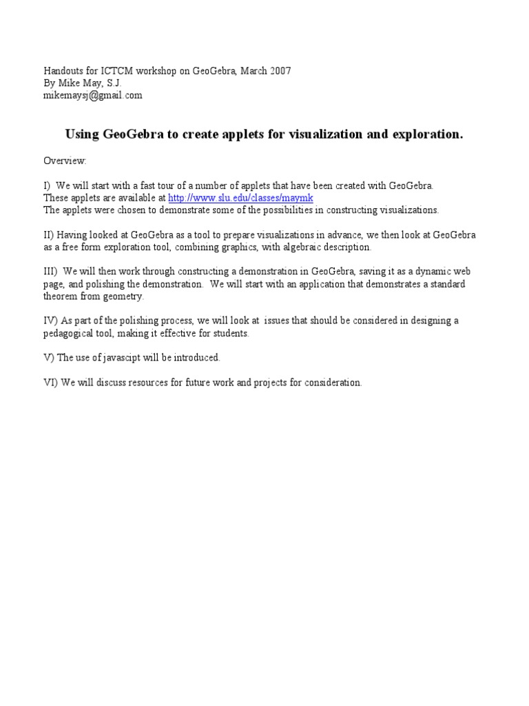 GeoGebra Applets for Conic Sections | PDF | Circle | Ellipse
