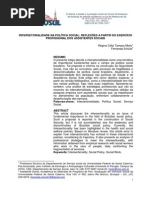 Intersetorialidade Na Política Social: Reflexões A Partir Do Exercício Profissional Dos Assistentes Sociais