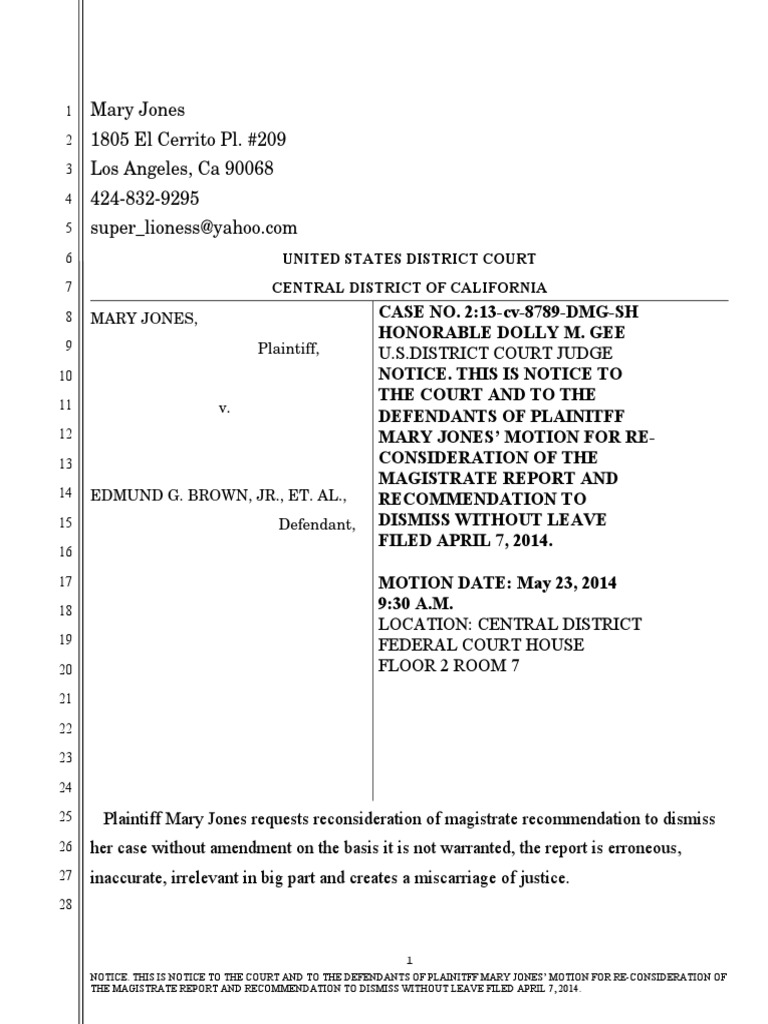 motion for reconsideration Complaint Lawsuit