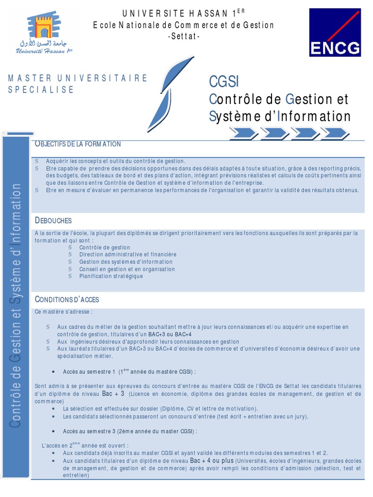 Master CGSI : Contrôle et Systèmes d'Info | PDF | Système d'information ...