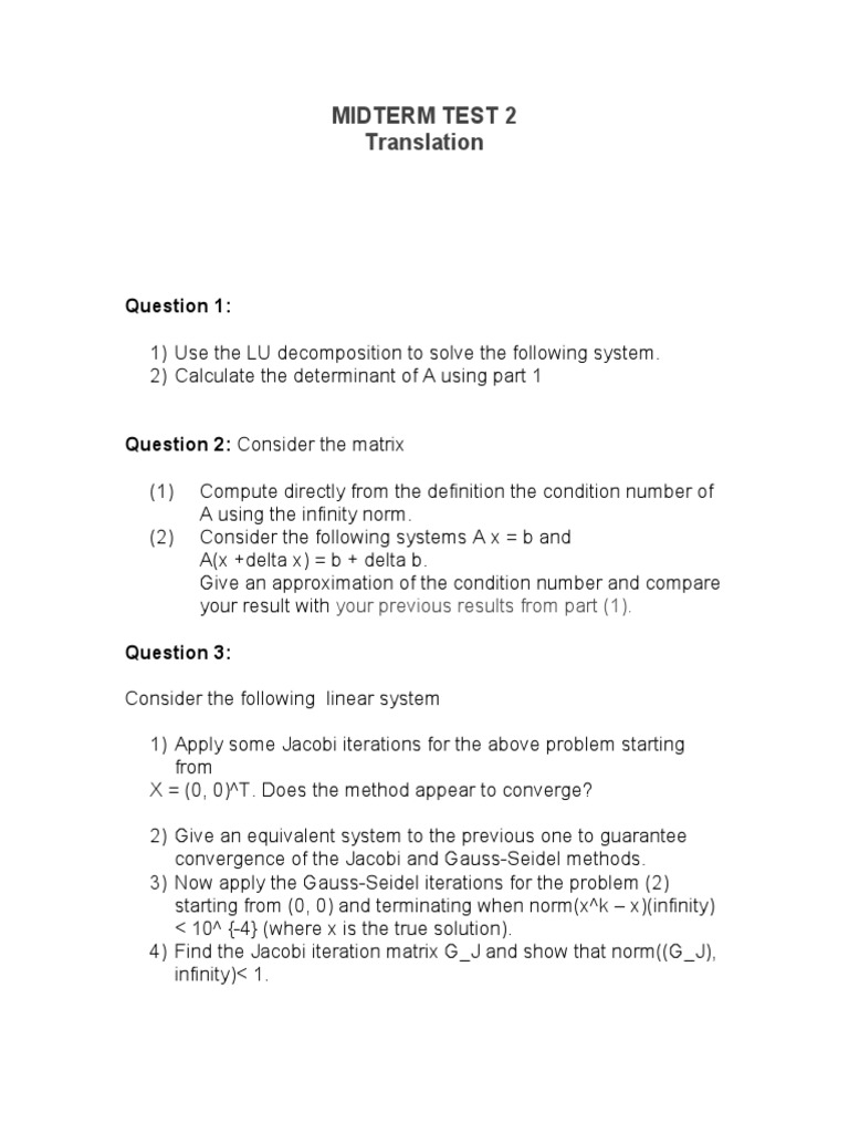 Midterm Test 2: Numerical Methods | PDF | Teaching Methods & Materials