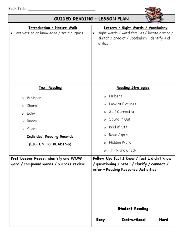 Guided Reading Lesson Plan Template | PDF