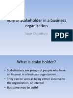 Role of Stakeholder in A Business Organization: Sagar Choudhury