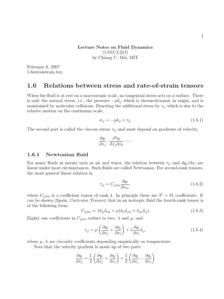 Stress and Strain Tensor | PDF | Viscosity | Stress (Mechanics)