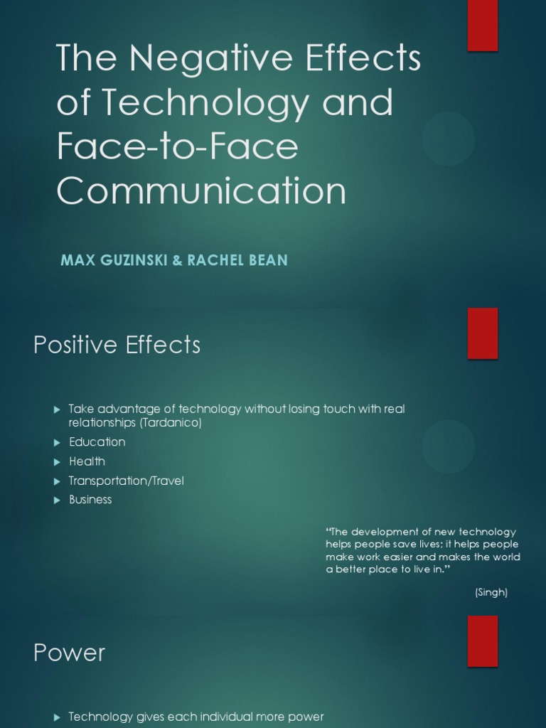 Summary: The Effect Of Technology On Face-To-Face