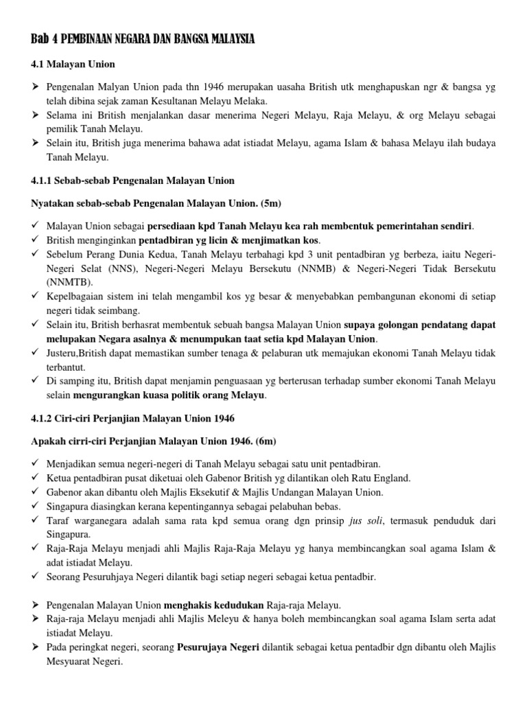 Bab 4 Pembinaan Negara Dan Bangsa Malaysia  PDF