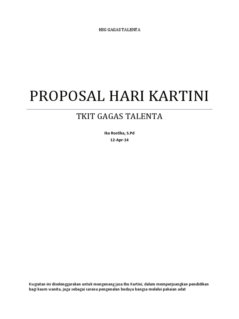 Contoh Proposal Hari Kartini