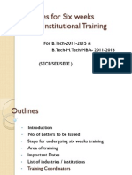 Guide Lines For Six Weeks Industrial/Institutional Training