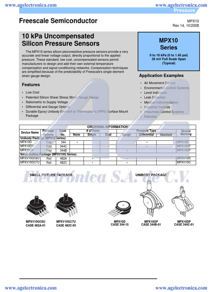 MPX10DP Pressure Measurement Sensor