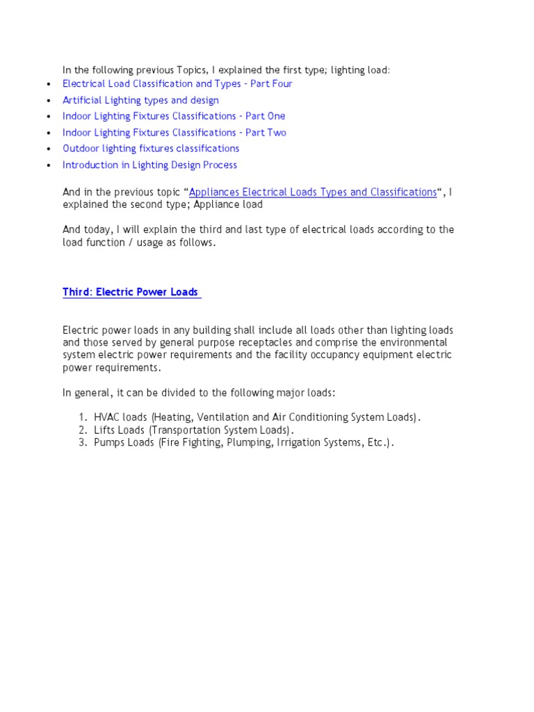 Electric Power Loads Explained | PDF