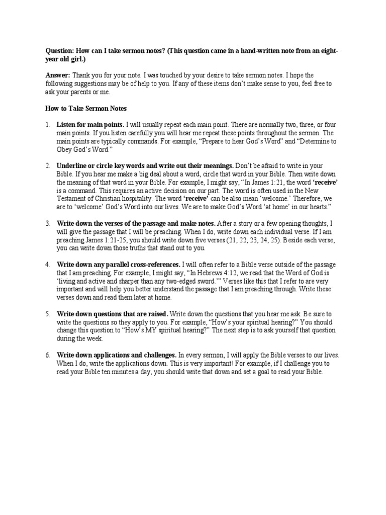 Howtotakesermonnotes E Sermon Religious Literature Howtotakesermonnotes E Sermon Religious Literature