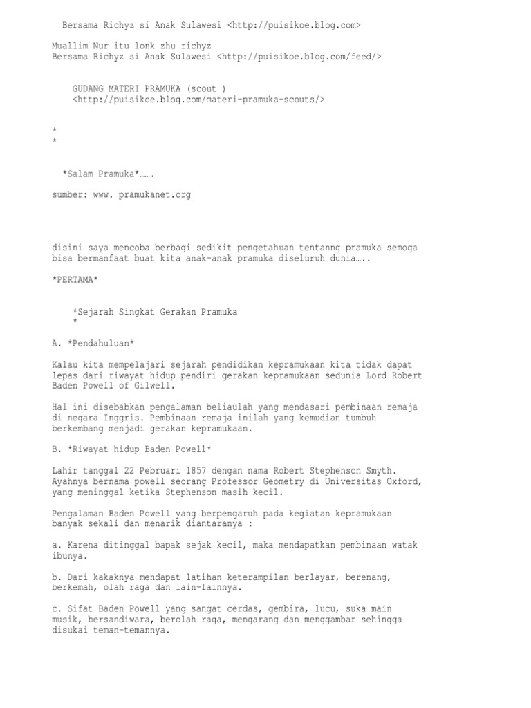 Materi Pramuka Penggalang