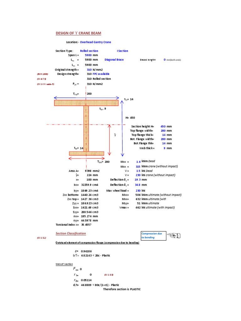 Crane Beam Design PDF Buckling Beam (Structure)