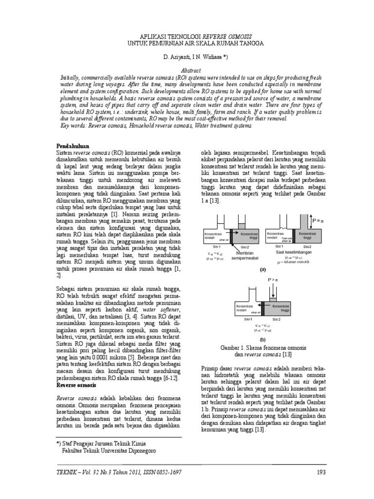 Aplikasi Teknologi Reverse Osmosis