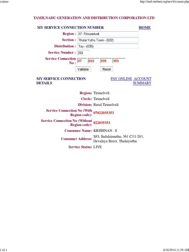Tirunelveli EB Consumer Number Guide | PDF
