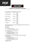 Penetration Test Parameters Questionnaire