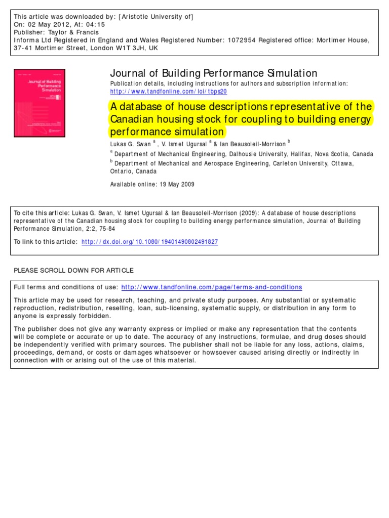 A Database of House Descriptions Representative of The | PDF | Building ...