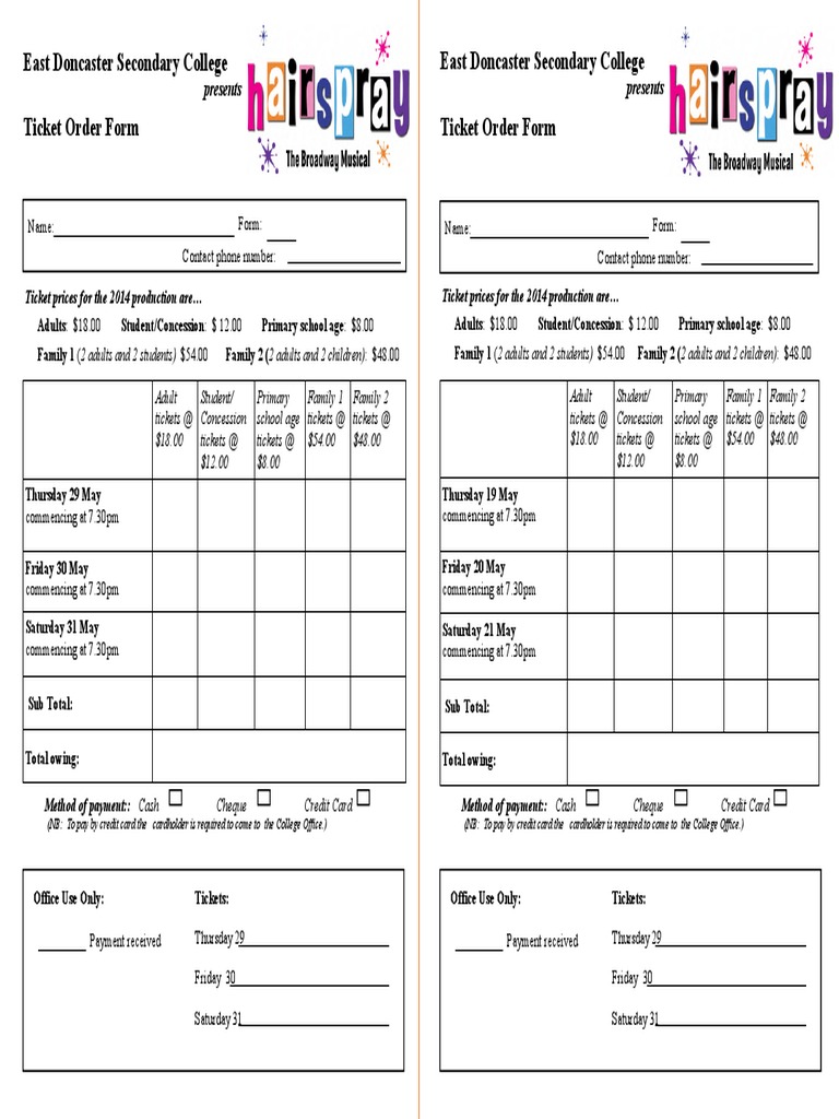 Ticket Order Form | PDF