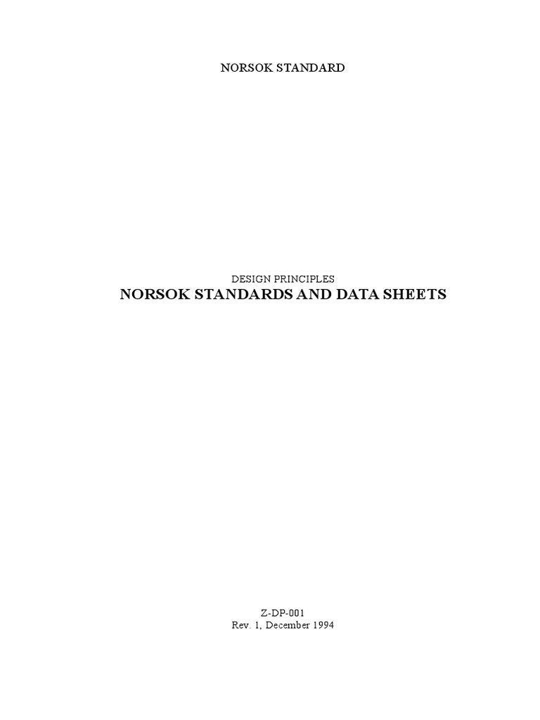 NORSOK Standard Z-DP-001 Overview | PDF