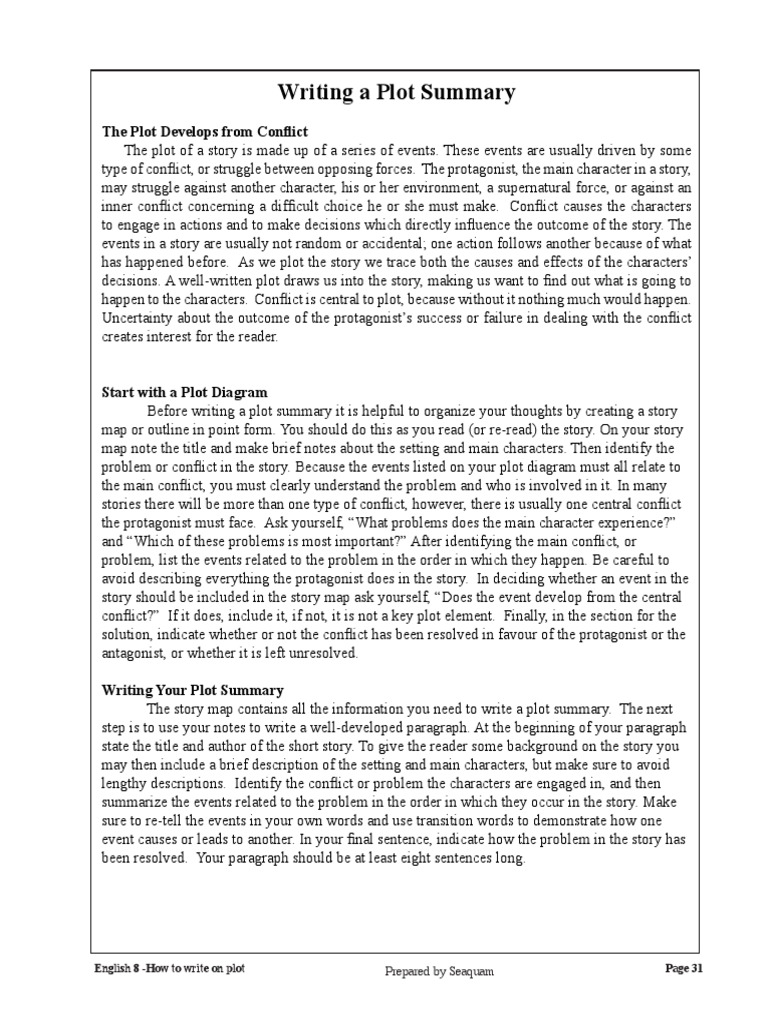Writing Plot Summary  PDF  Plot (Narrative)  Cognitive Science