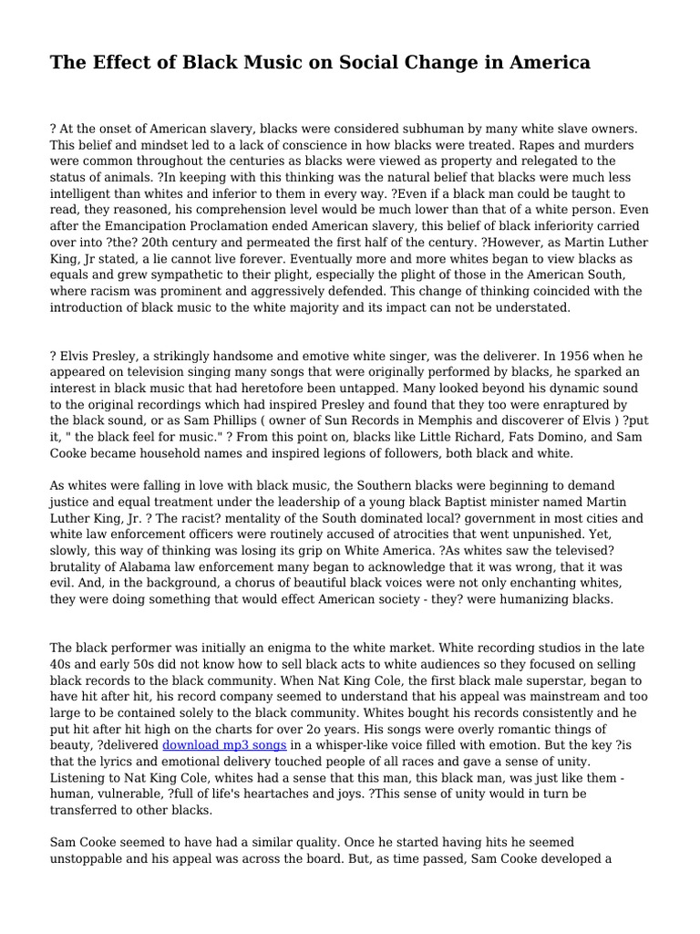 The Effect of Black Music on Social Change in America | Elvis Presley